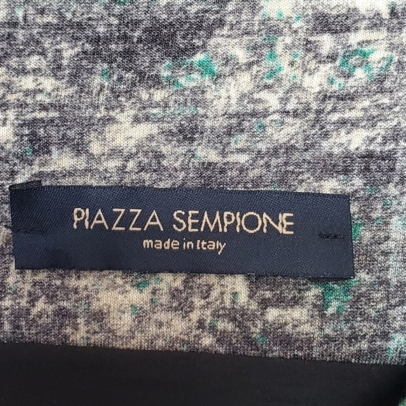 Piazza Sempione Abstract Green Long Sleeve Ruched Modest Designer Dress 42 EU - Picture 6 of 11